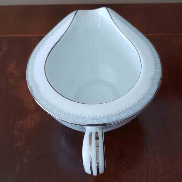 Noritake Japan Porcelain Creamer White Silver Blue Floral Colburn 6107 - Picture 3 of 4